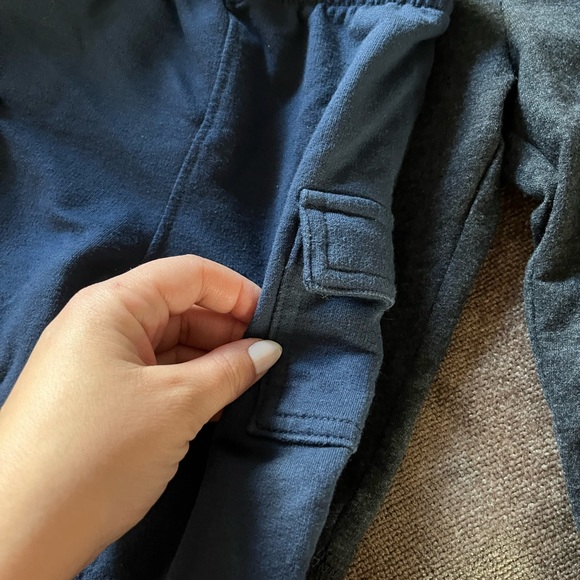2 Pairs of 18- Month Baby Sweatpants: Navy with Side Pockets & Dark Gray Joggers - Picture 2 of 5
